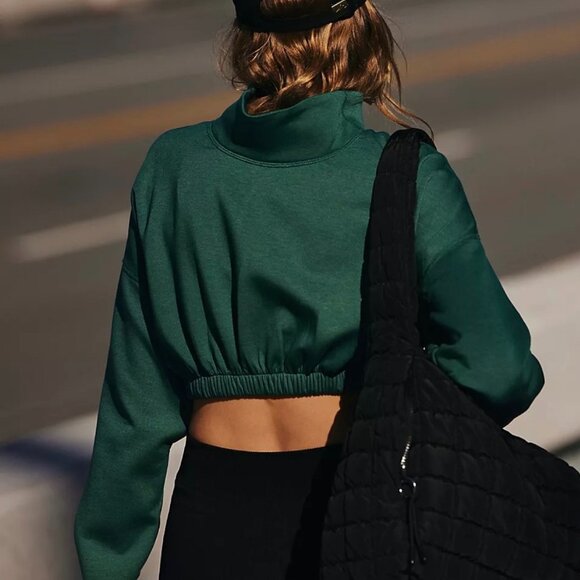 Free People Movement Gigi Cropped Layer Top in Smoked Pine SMALL NWT - Picture 5 of 8